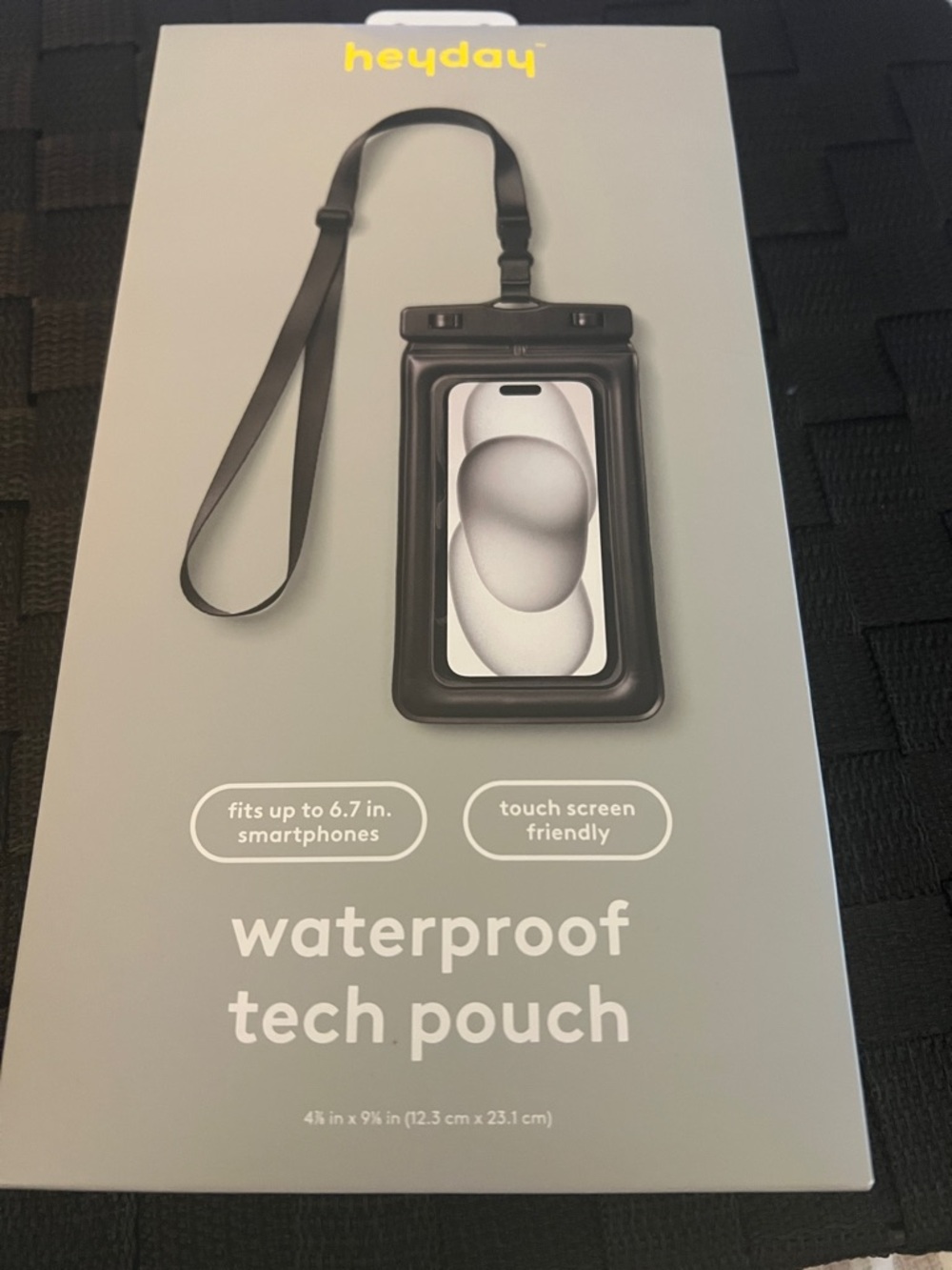heyday Black Waterproof Tech Pouch with Neck Strap
